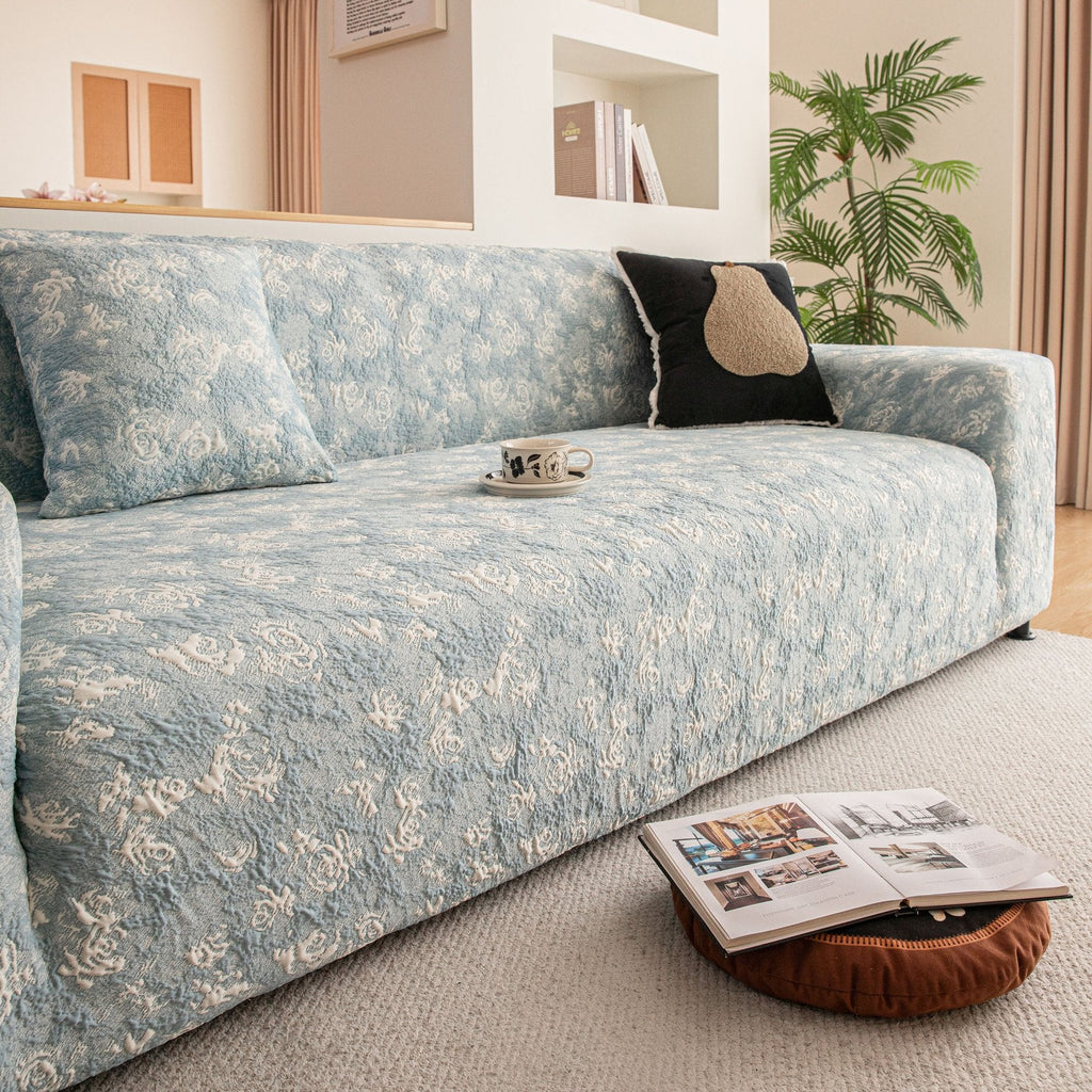 High Stretch Thick 3D Spacer Sofa Cover, Air-Layer Jacquard Cushioned Couch Slipcover