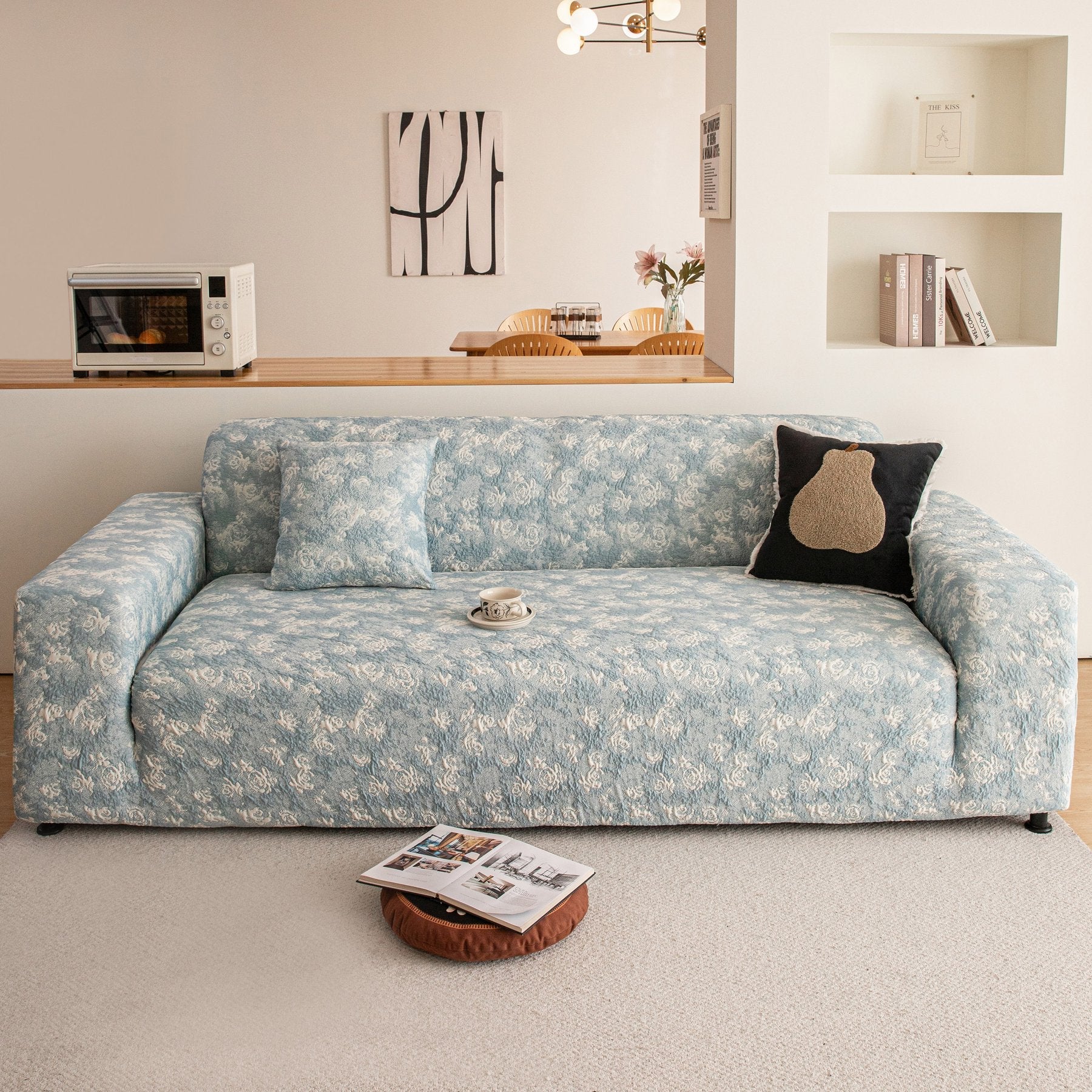 High Stretch Thick 3D Spacer Sofa Cover, Air-Layer Jacquard Cushioned Couch Slipcover