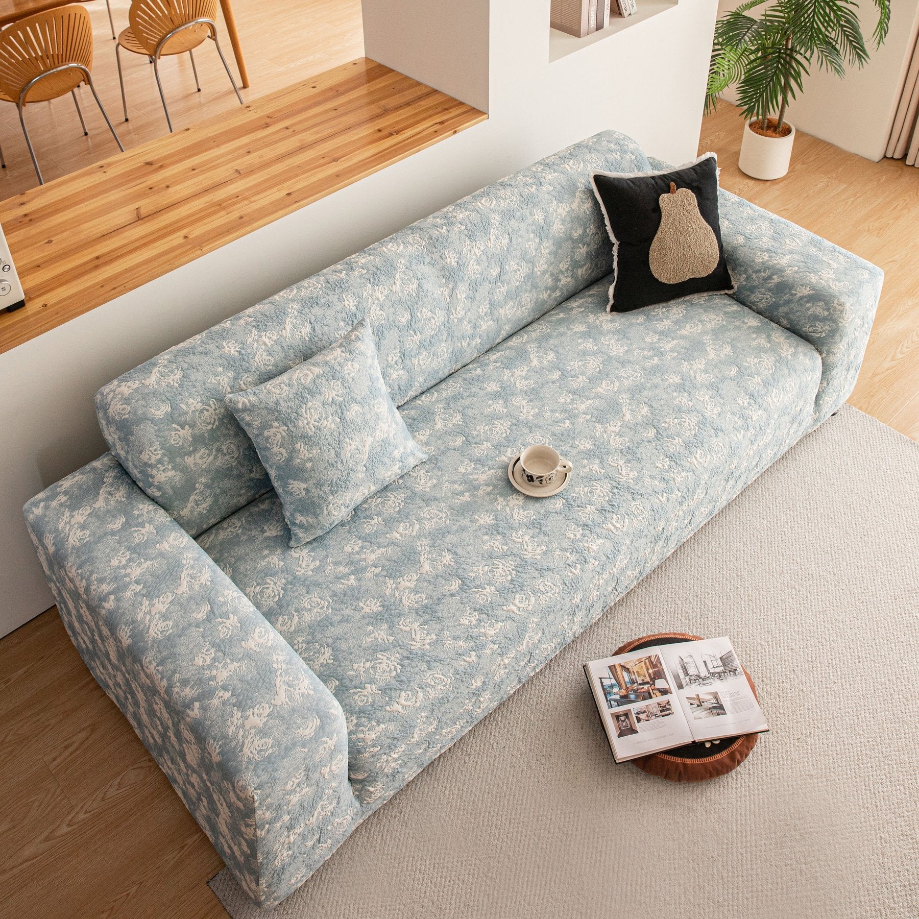 High Stretch Thick 3D Spacer Sofa Cover, Air-Layer Jacquard Cushioned Couch Slipcover