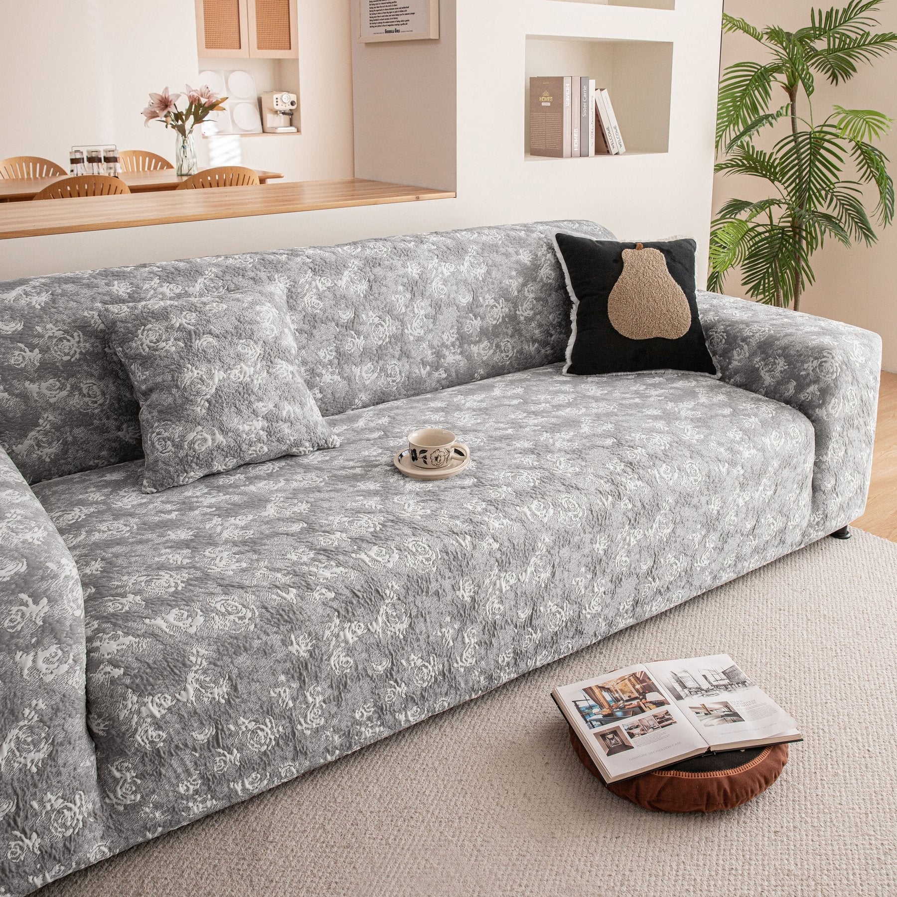 High Stretch Thick 3D Spacer Sofa Cover, Air-Layer Jacquard Cushioned Couch Slipcover