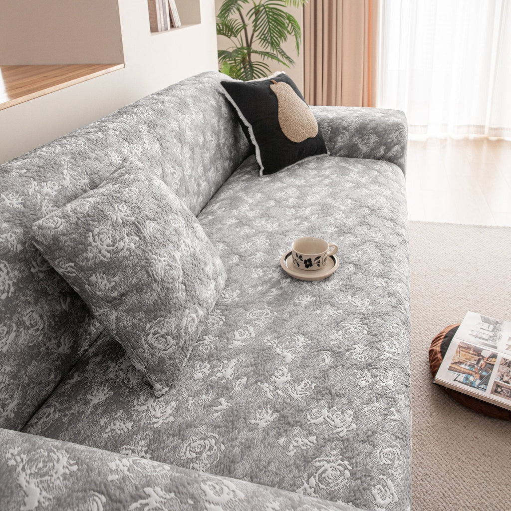 High Stretch Thick 3D Spacer Sofa Cover, Air-Layer Jacquard Cushioned Couch Slipcover