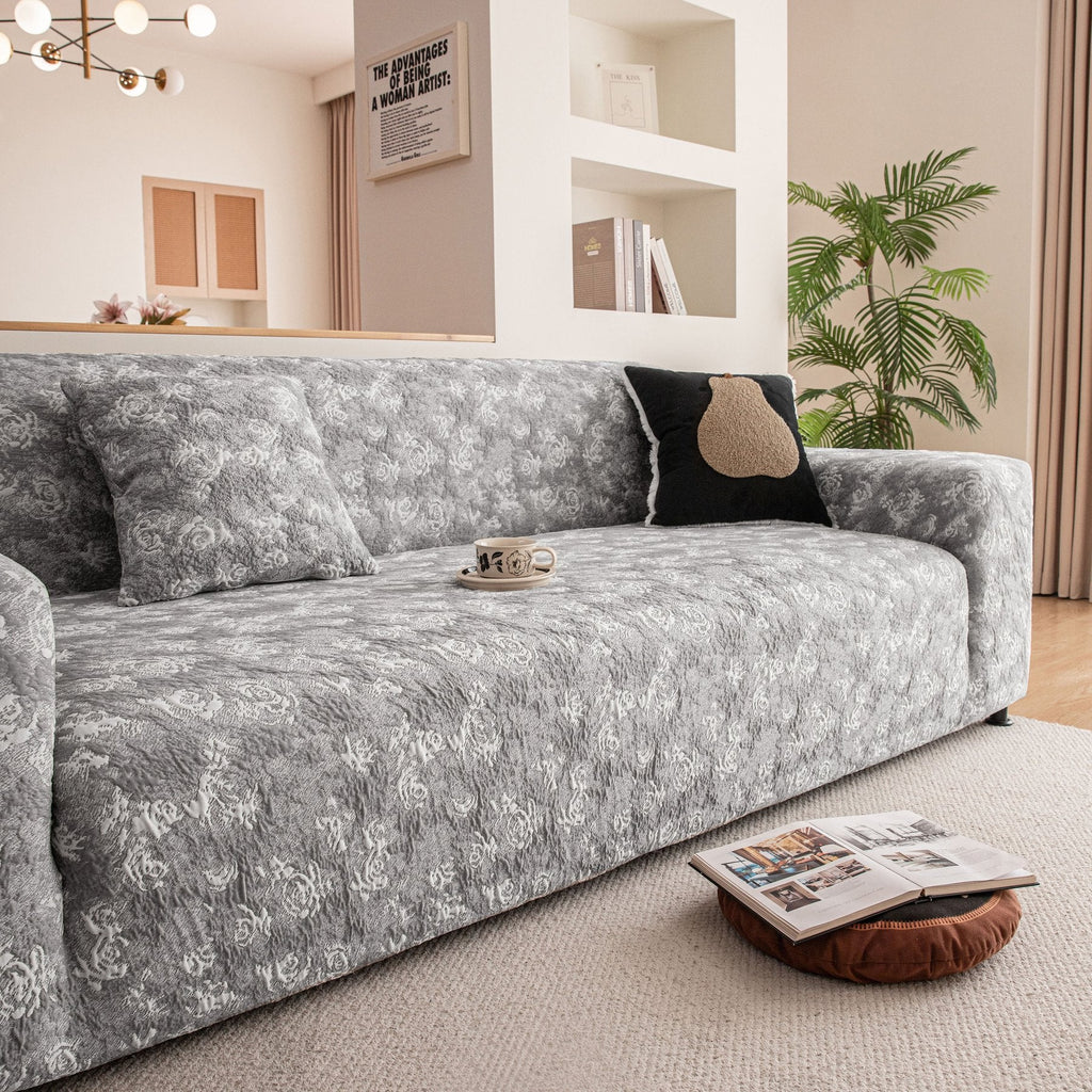 High Stretch Thick 3D Spacer Sofa Cover, Air-Layer Jacquard Cushioned Couch Slipcover