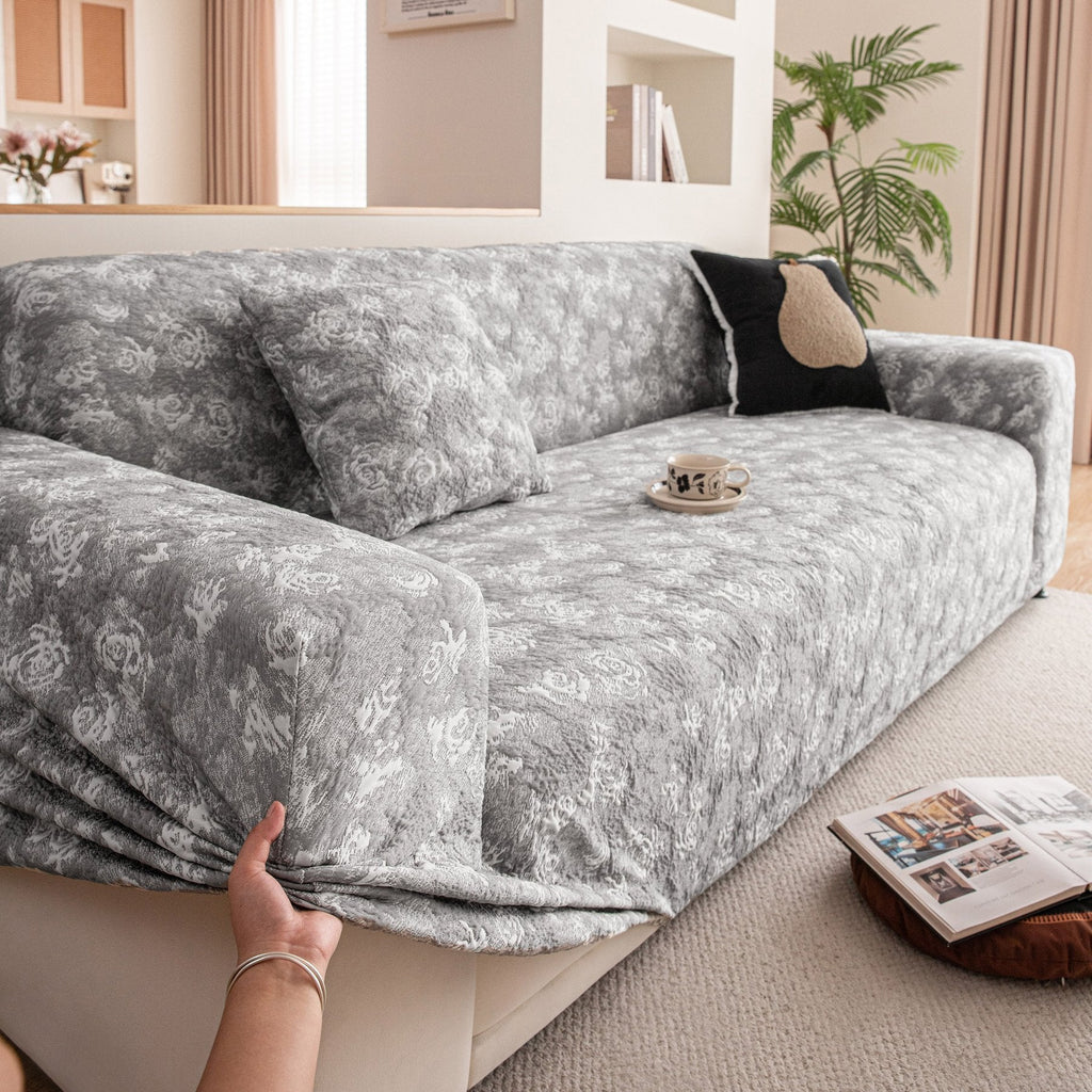 High Stretch Thick 3D Spacer Sofa Cover, Air-Layer Jacquard Cushioned Couch Slipcover