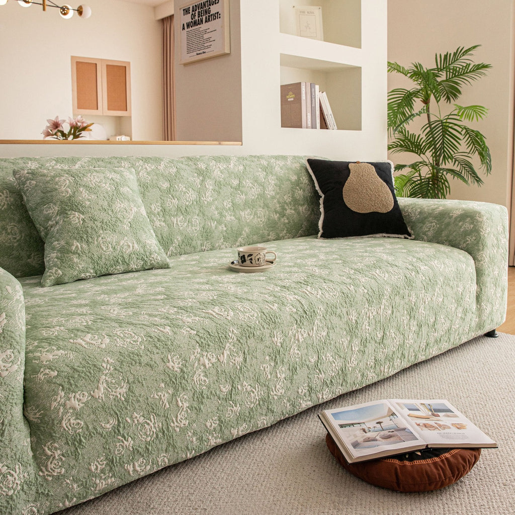 High Stretch Thick 3D Spacer Sofa Cover, Air-Layer Jacquard Cushioned Couch Slipcover
