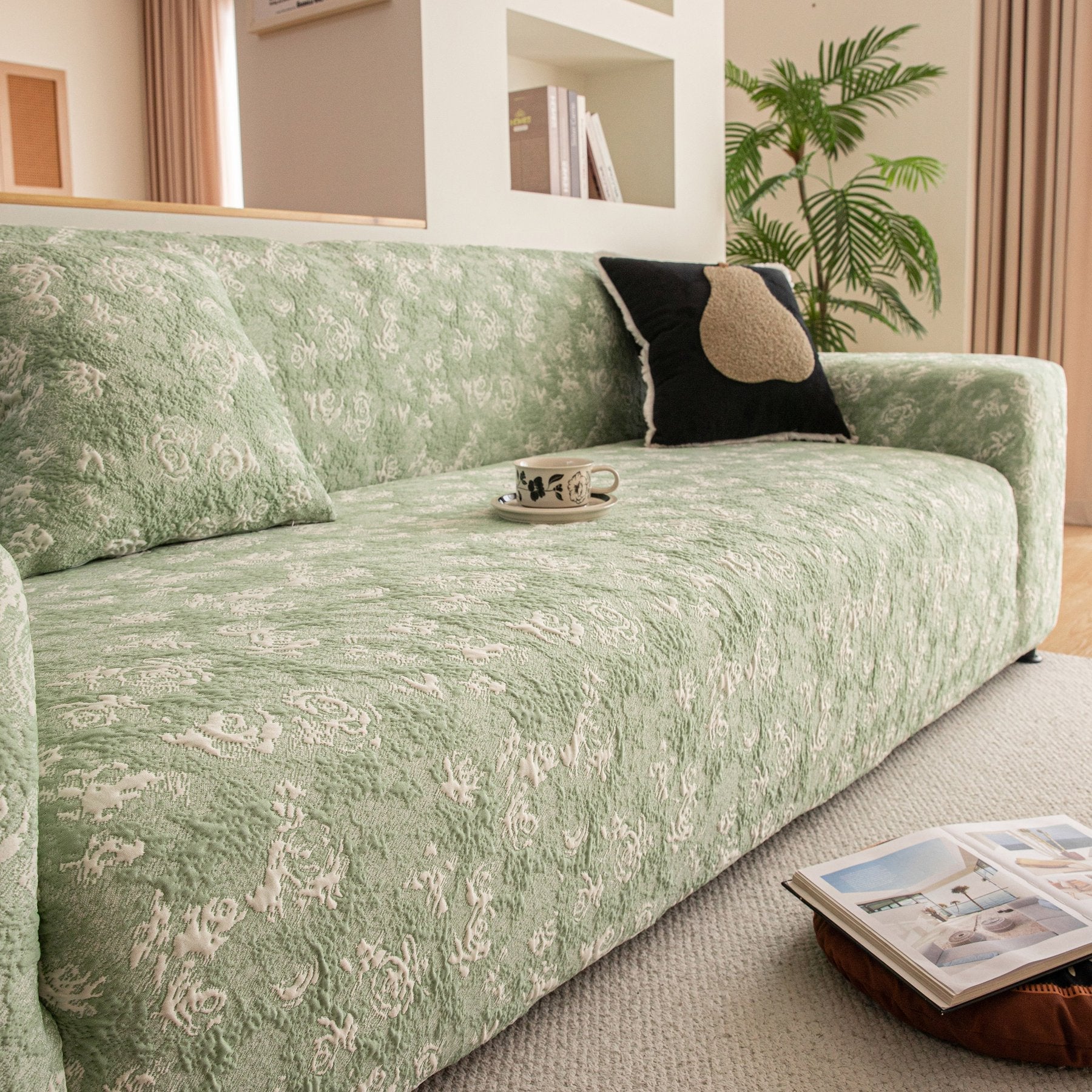 High Stretch Thick 3D Spacer Sofa Cover, Air-Layer Jacquard Cushioned Couch Slipcover