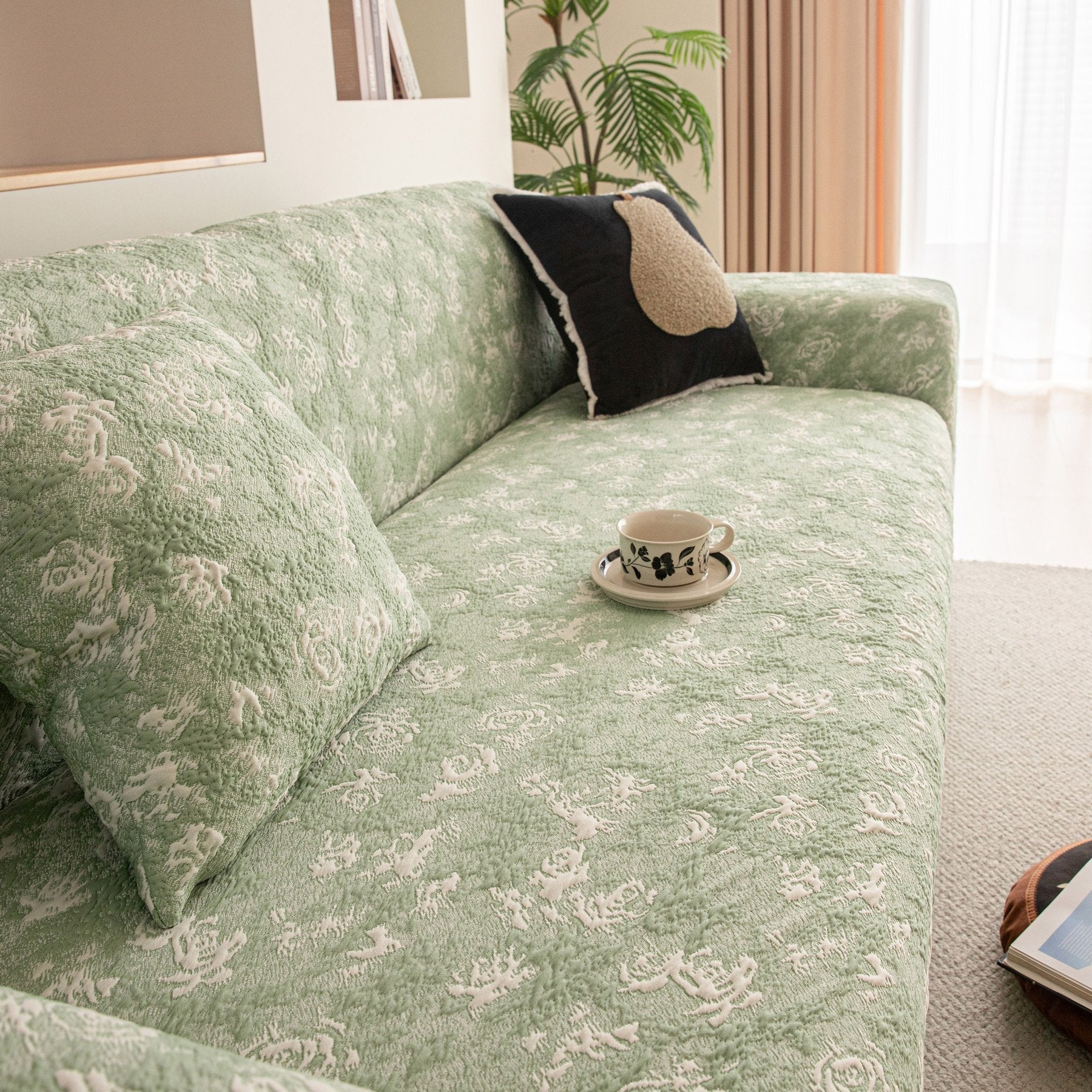 High Stretch Thick 3D Spacer Sofa Cover, Air-Layer Jacquard Cushioned Couch Slipcover