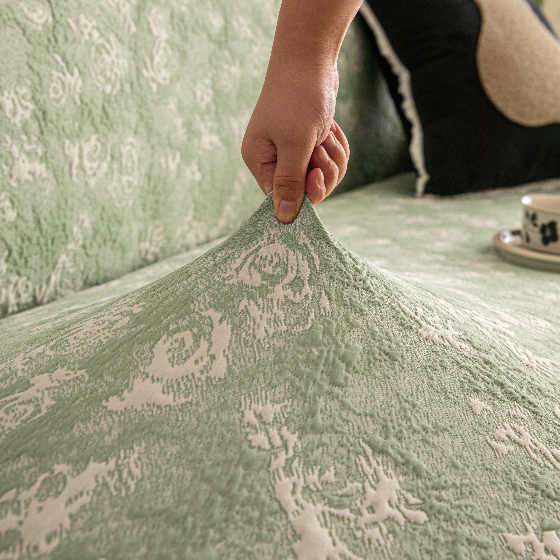 High Stretch Thick 3D Spacer Sofa Cover, Air-Layer Jacquard Cushioned Couch Slipcover