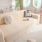 High Stretch Embossed Geometric Slipcover for Couch, Cozy Plush Fleece Couch Cover