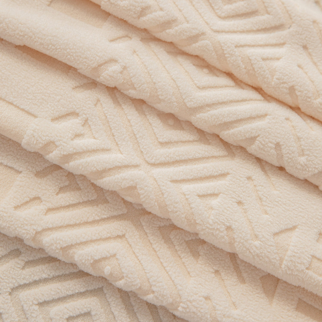High Stretch Embossed Geometric Slipcover for Couch, Cozy Plush Fleece Couch Cover