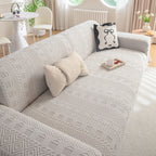 High Stretch Embossed Geometric Slipcover for Couch, Cozy Plush Fleece Couch Cover
