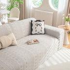 High Stretch Embossed Geometric Slipcover for Couch, Cozy Plush Fleece Couch Cover
