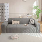 High Stretch Embossed Geometric Slipcover for Couch, Cozy Plush Fleece Couch Cover