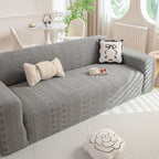 High Stretch Embossed Geometric Slipcover for Couch, Cozy Plush Fleece Couch Cover
