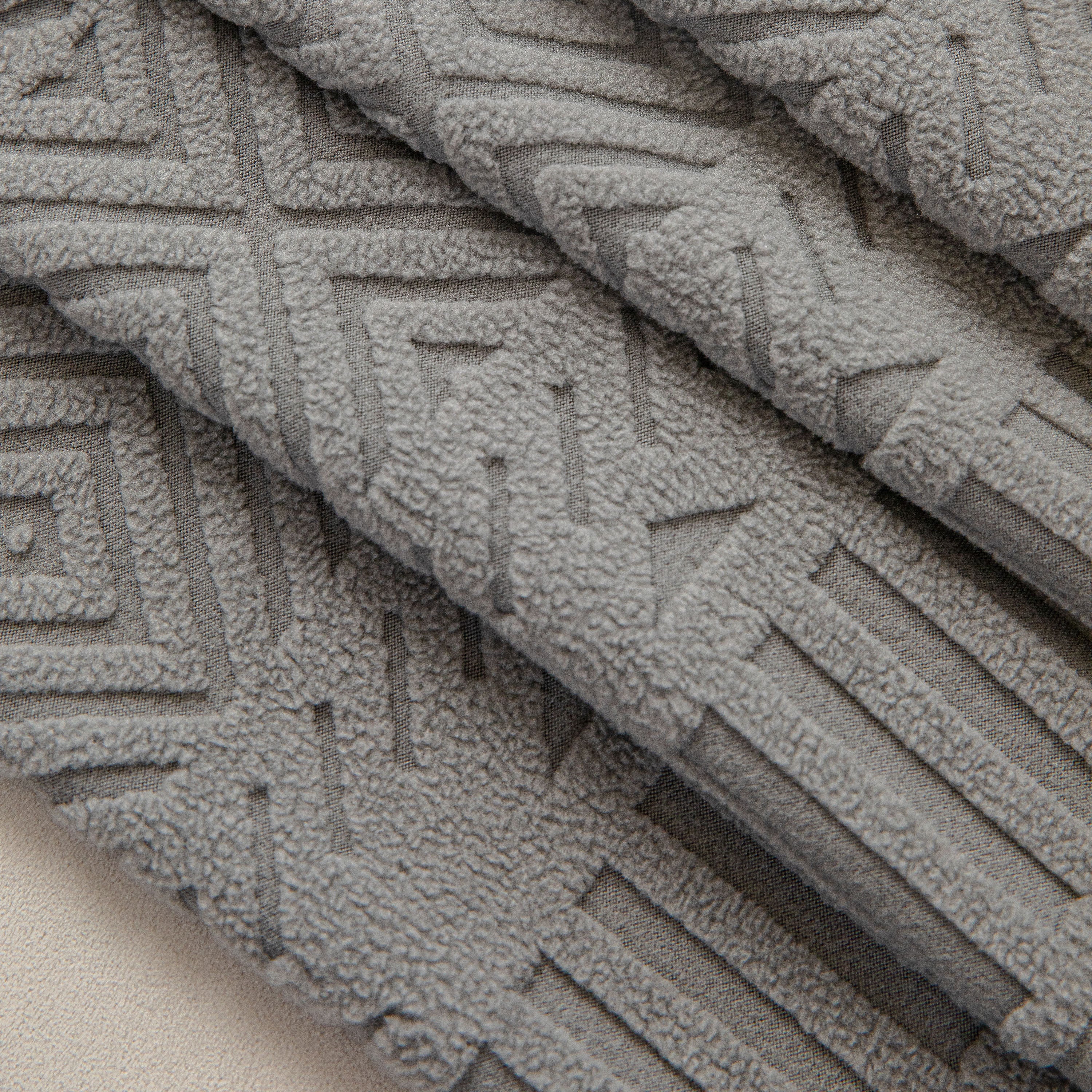 High Stretch Embossed Geometric Slipcover for Couch, Cozy Plush Fleece Couch Cover