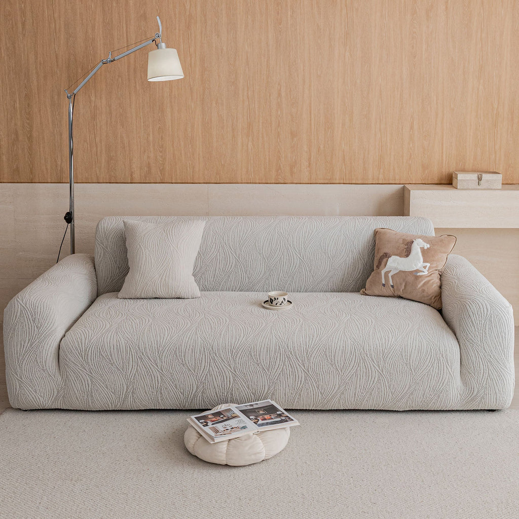 Elastic Stretch Sofa Cover Slipcover,  Thick Plush Wavy Flowing Texture Couch Cover