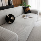 Modern Geometric Jacquard Spandex Slipcover, High Stretch Form Fitting Couch Cover