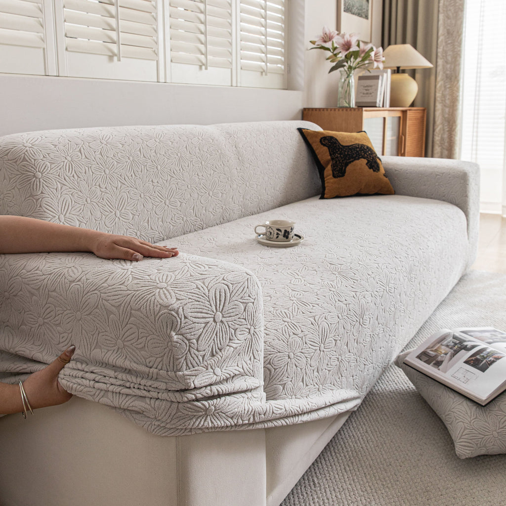 High Elastic Floral Couch Slipcover, Jacquard Stretch Non-Slip Furniture Protector