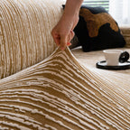 High Stretch Couch Slipcover with Abstract Stripe, Washable Non-Slip Cover for Dogs