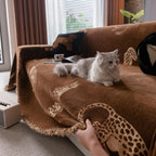 Leopard Sofa Cover Blanket Stylish Furniture Protector Throw for Couches & Loveseats
