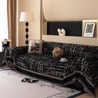 Modern Couch Protector Blanket Woven Chenille Sofa Cover Throw with Artistic Grid