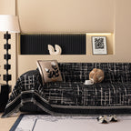Modern Couch Protector Blanket Woven Chenille Sofa Cover Throw with Artistic Grid