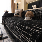 Modern Couch Protector Blanket Woven Chenille Sofa Cover Throw with Artistic Grid