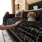 Modern Couch Protector Blanket Woven Chenille Sofa Cover Throw with Artistic Grid