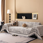 Modern Couch Protector Blanket Woven Chenille Sofa Cover Throw with Artistic Grid