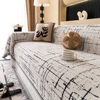 Modern Couch Protector Blanket Woven Chenille Sofa Cover Throw with Artistic Grid