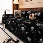 Luxury Thickened Sofa Throw Cover, Decorative Cozy Floral Jacquard Couch Cover Blanket