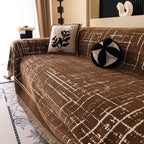 Modern Couch Protector Blanket Woven Chenille Sofa Cover Throw with Artistic Grid
