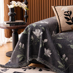 Luxury Thickened Sofa Throw Cover, Decorative Cozy Floral Jacquard Couch Cover Blanket