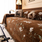 Luxury Thickened Sofa Throw Cover, Decorative Cozy Floral Jacquard Couch Cover Blanket