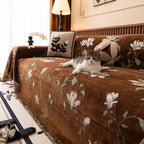 Luxury Thickened Sofa Throw Cover, Decorative Cozy Floral Jacquard Couch Cover Blanket
