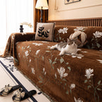 Luxury Thickened Sofa Throw Cover, Decorative Cozy Floral Jacquard Couch Cover Blanket