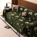 Luxury Thickened Sofa Throw Cover, Decorative Cozy Floral Jacquard Couch Cover Blanket