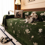 Luxury Thickened Sofa Throw Cover, Decorative Cozy Floral Jacquard Couch Cover Blanket