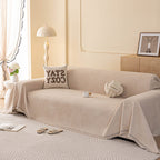 Embossed Leaf Pattern Couch Cover Throw Blanket, Japandi Furniture Cover Protector