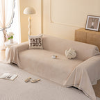 Embossed Leaf Pattern Couch Cover Throw Blanket, Japandi Furniture Cover Protector