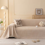 Embossed Leaf Pattern Couch Cover Throw Blanket, Japandi Furniture Cover Protector