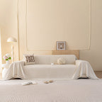 Embossed Leaf Pattern Couch Cover Throw Blanket, Japandi Furniture Cover Protector