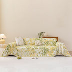 Chenille Throw Blanket Sofa Cover, Abstract Watercolor Couch Cover with Tassel Fringe