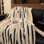 Jacquard Fleece Throw Blanket for Couch Plush Fuzzy Cozy Soft Blankets and Throws for Sofa