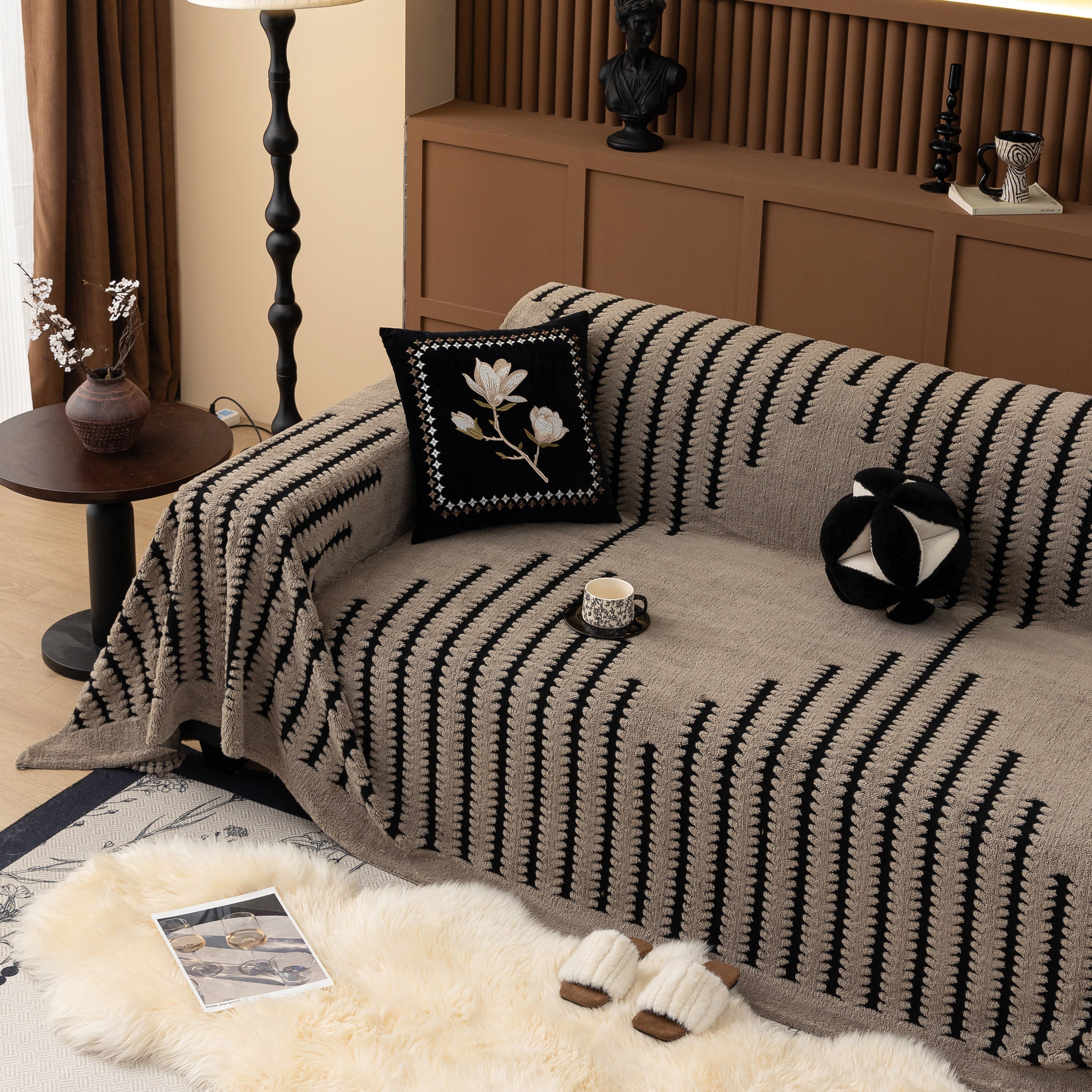 Jacquard Fleece Throw Blanket for Couch Plush Fuzzy Cozy Soft Blankets and Throws for Sofa
