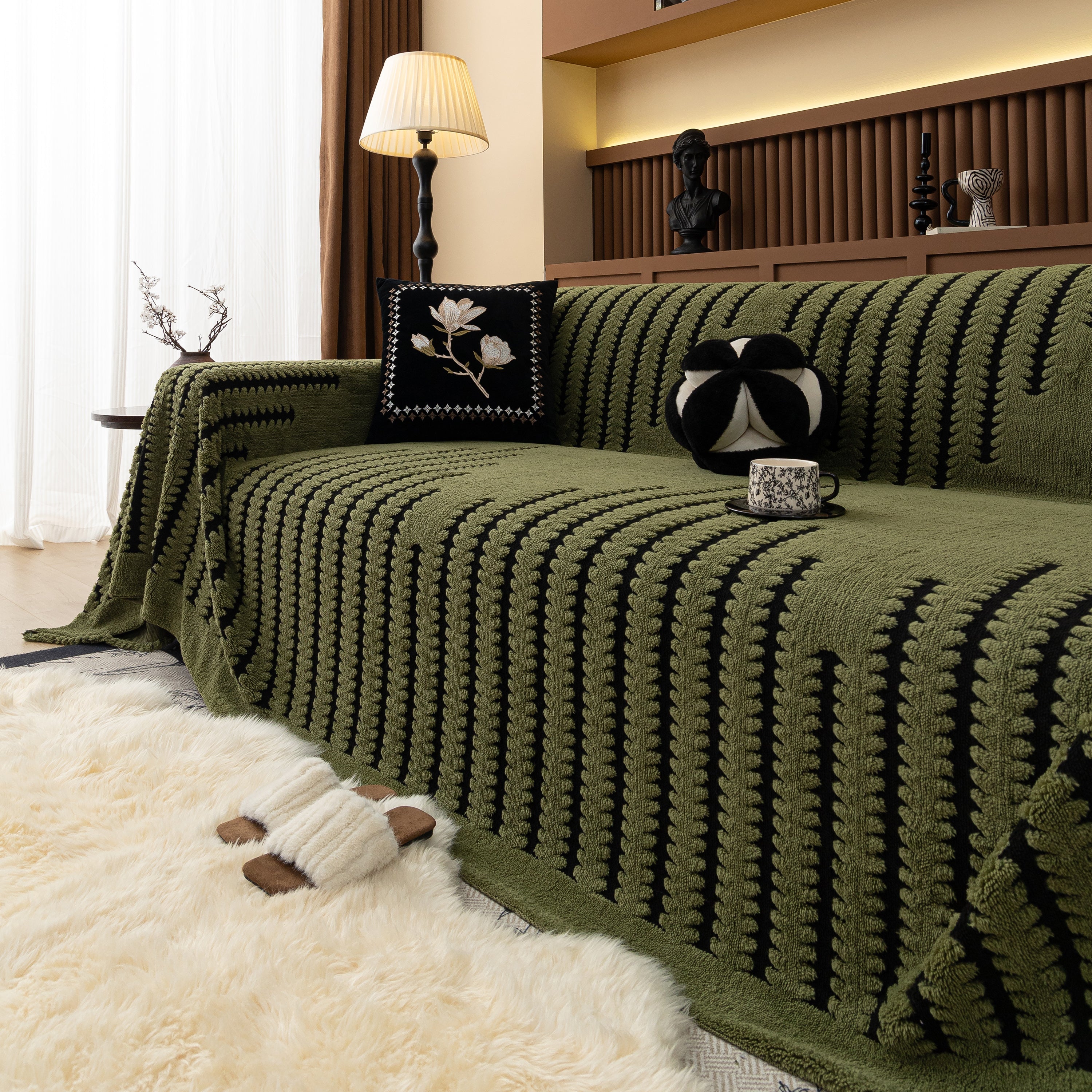 Jacquard Fleece Throw Blanket for Couch Plush Fuzzy Cozy Soft Blankets and Throws for Sofa