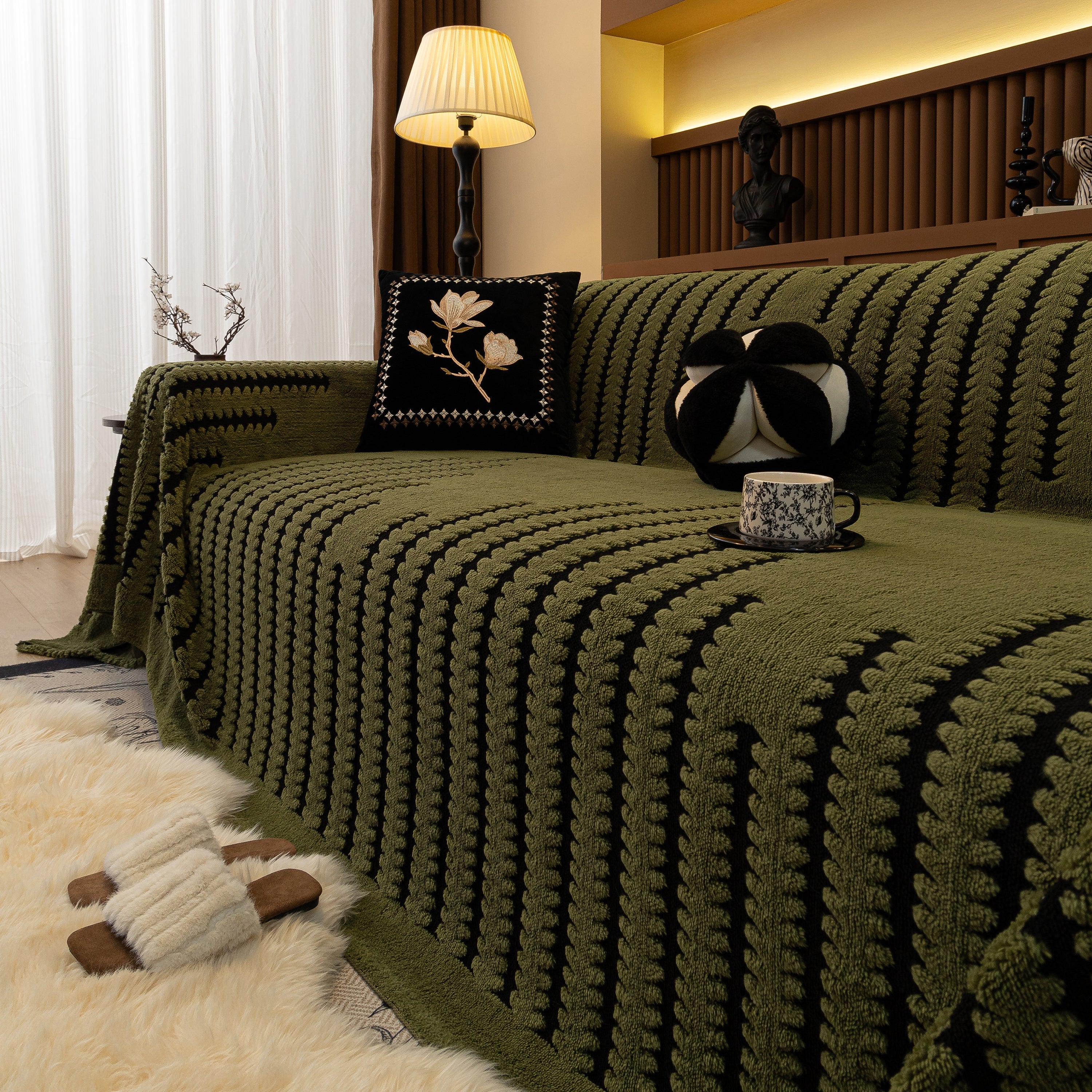 Jacquard Fleece Throw Blanket for Couch Plush Fuzzy Cozy Soft Blankets and Throws for Sofa