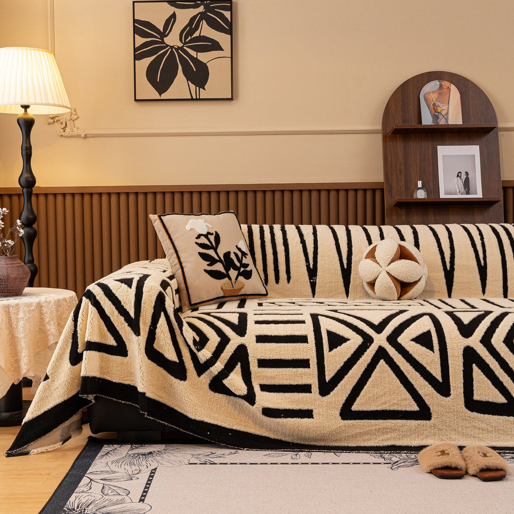 Boho Plush Couch Cover Bohemian Throw Blanket Decor Covers Sofa Chair Furniture Bed