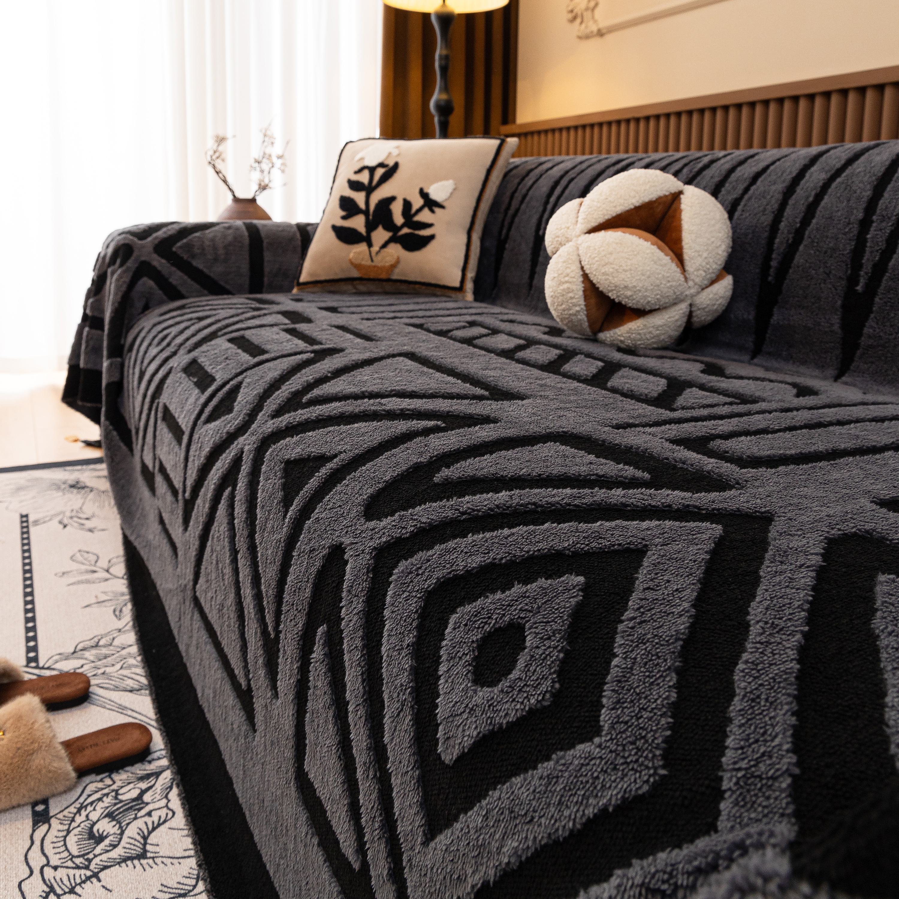 Boho Plush Couch Cover Bohemian Throw Blanket Decor Covers Sofa Chair Furniture Bed