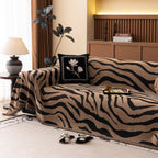 Zebra Striped Chenille Throw Sofa Cover Full-Cover Decorative Furniture Slipcover