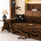 Zebra Striped Chenille Throw Sofa Cover Full-Cover Decorative Furniture Slipcover